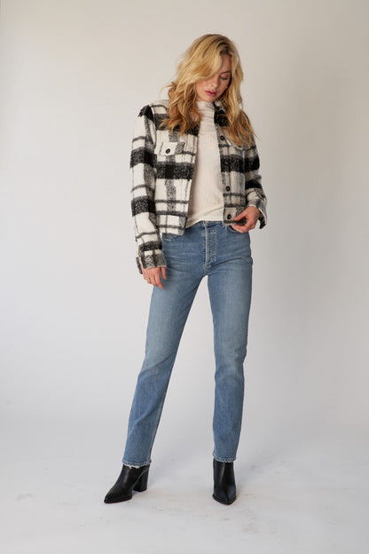 Claire Black Plaid Cropped Jacket