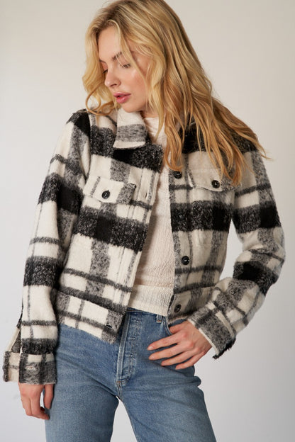 Claire Black Plaid Cropped Jacket