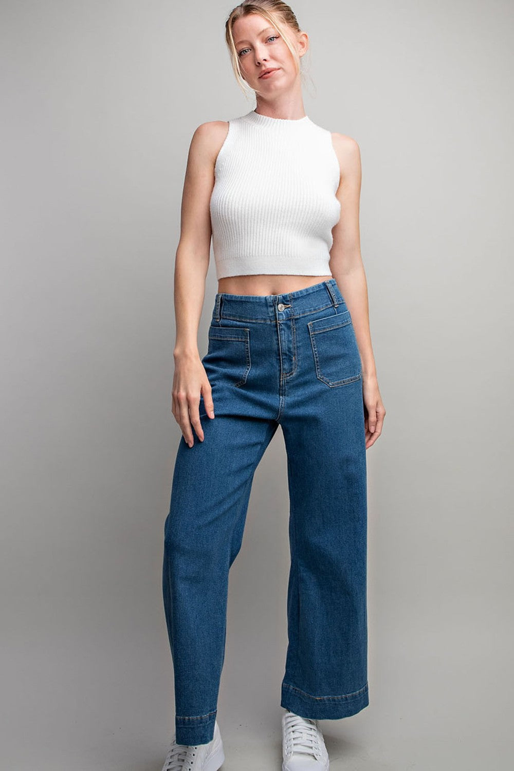 POCKET STRAIGHT LEG DENIM PANTS-How Cute is That? Boutique