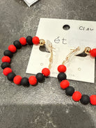 Black and Red Game Day Round Earrings-How Cute is That? Boutique