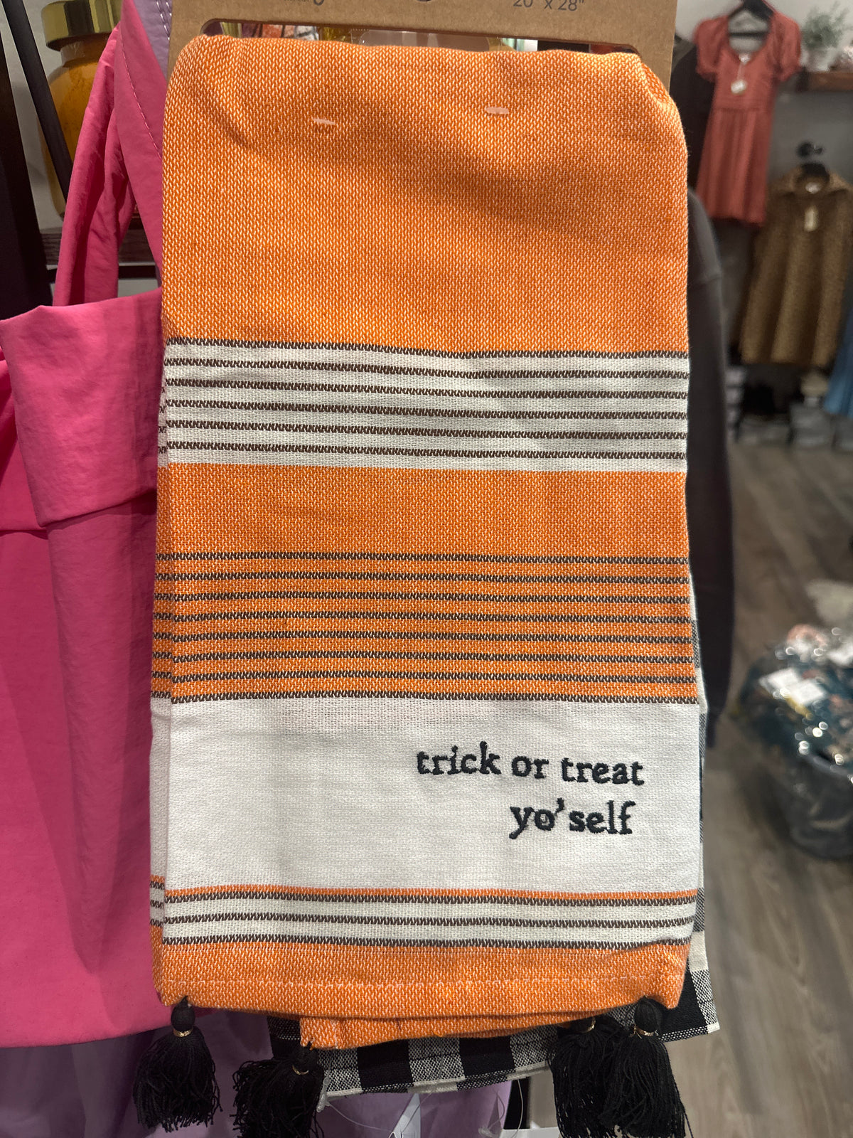 Trick or Treat Yo’Self kitchen towel-How Cute is That? Boutique