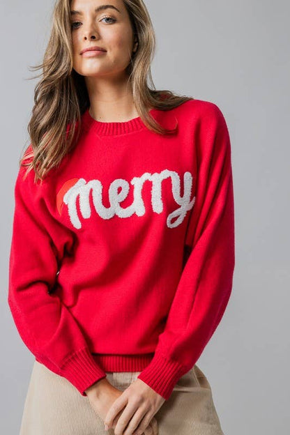 Merry Embroidered Crewneck Sweater