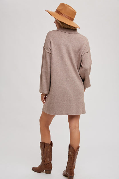 CORDUROY KNIT HALF BUTTON DRESS