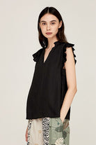 Ruffle Sleeve Satin Blouse-How Cute is That? Boutique