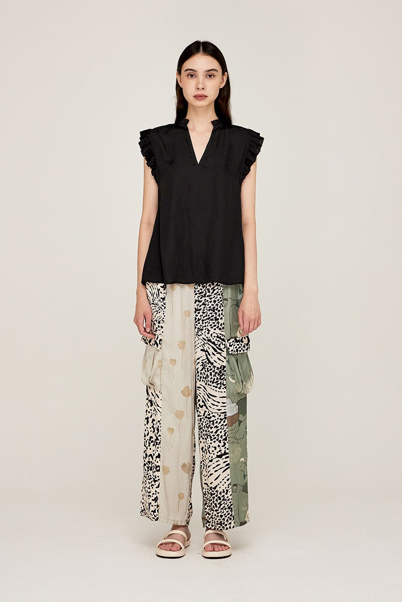 Ruffle Sleeve Satin Blouse-How Cute is That? Boutique