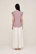 Ruffle Sleeve Satin Blouse-How Cute is That? Boutique