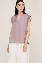 Ruffle Sleeve Satin Blouse-How Cute is That? Boutique