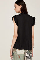 Ruffle Sleeve Satin Blouse-How Cute is That? Boutique
