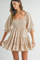 SATIN SOLID RUFFLE TIER BABY DOLL DRESS-How Cute is That? Boutique