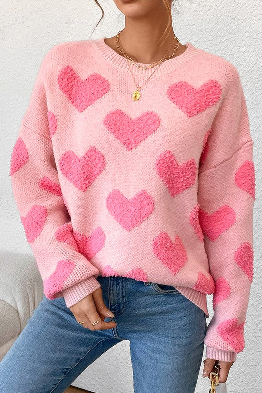 Valentine's Day Heart Knit Sweater