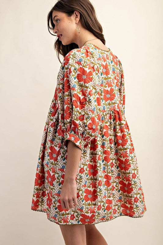 Floral Print Mini Dress-How Cute is That? Boutique