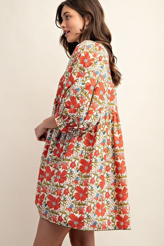 Floral Print Mini Dress-How Cute is That? Boutique