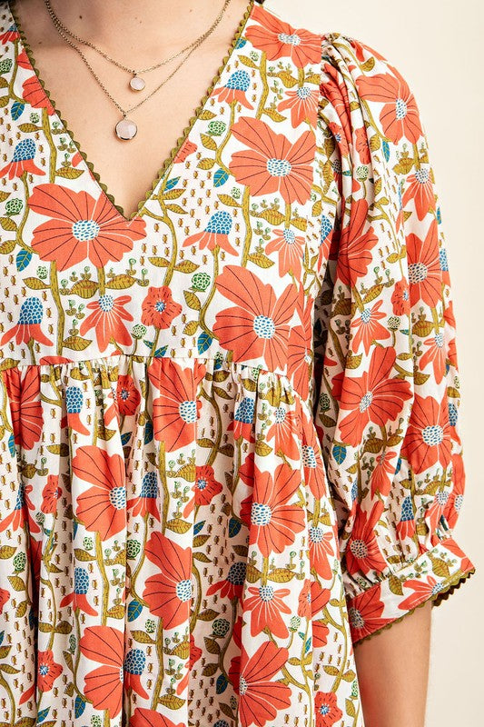 Floral Print Mini Dress-How Cute is That? Boutique