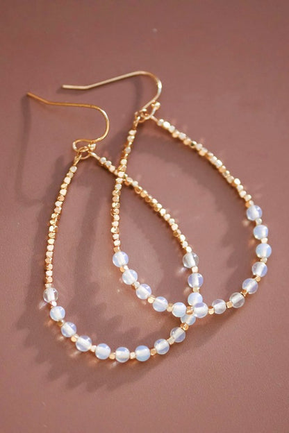Beaded Drop Gold Earrings