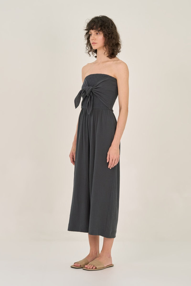 Tie Front Gauze Jumpsuit-How Cute is That? Boutique