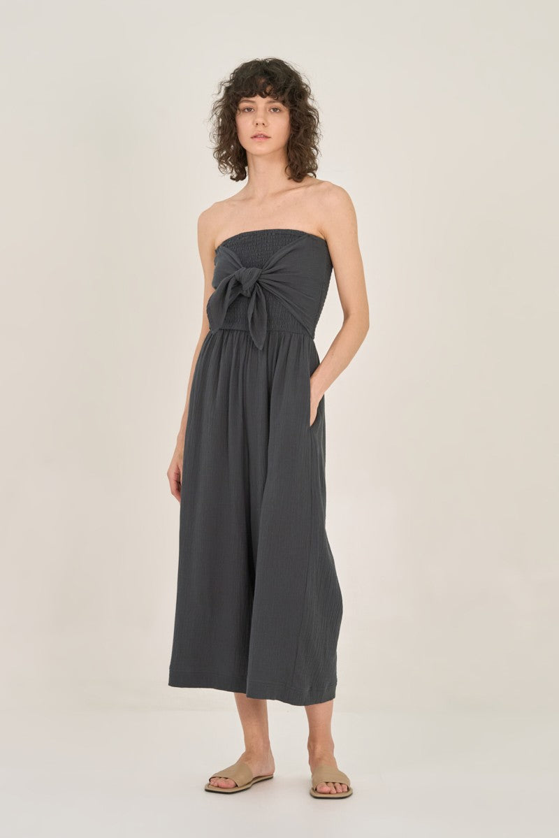 Tie Front Gauze Jumpsuit-How Cute is That? Boutique