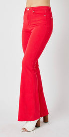 HW Tummy Control Garment Dyed Flare in Red Judy Blue-How Cute is That? Boutique