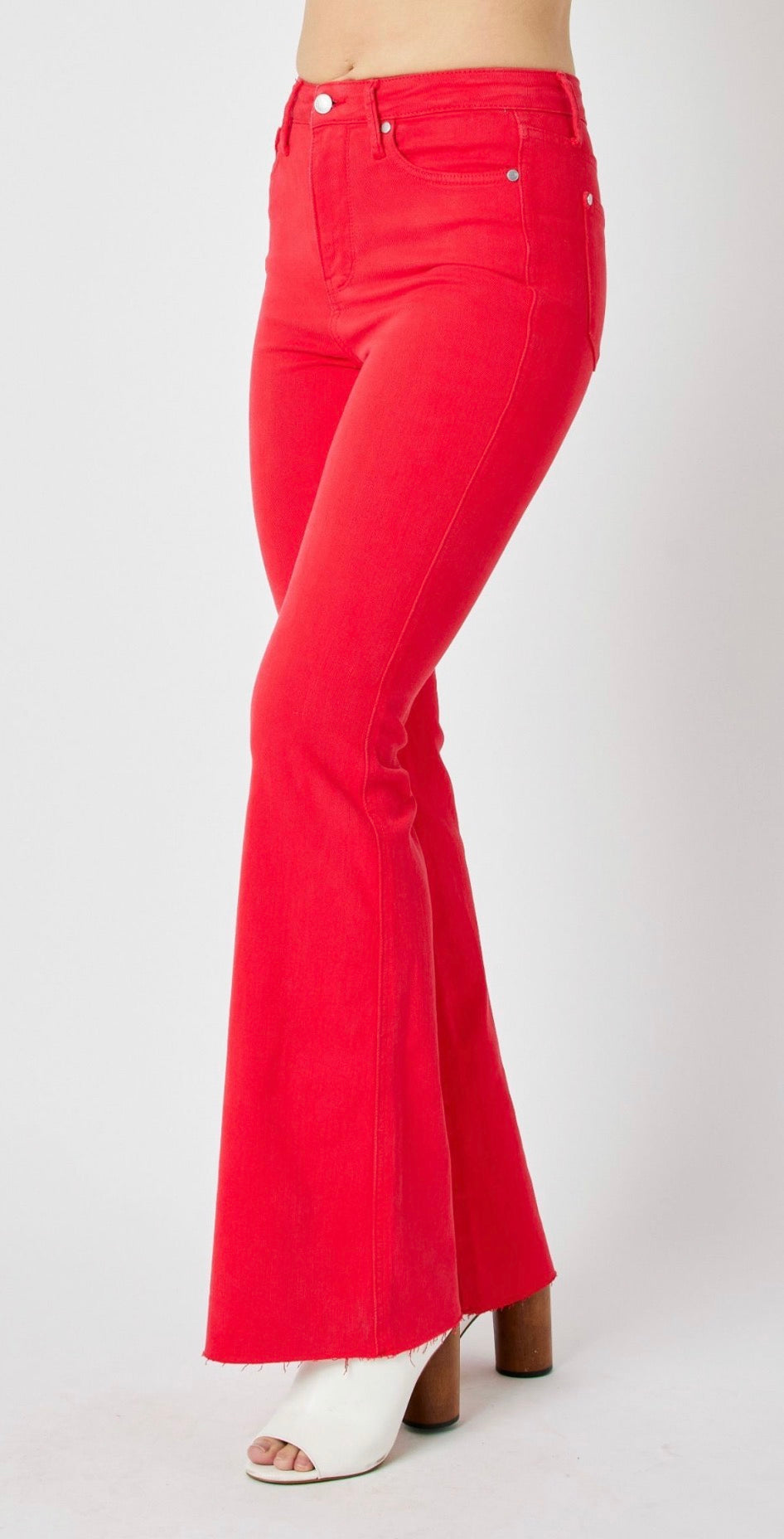 HW Tummy Control Garment Dyed Flare in Red Judy Blue-How Cute is That? Boutique