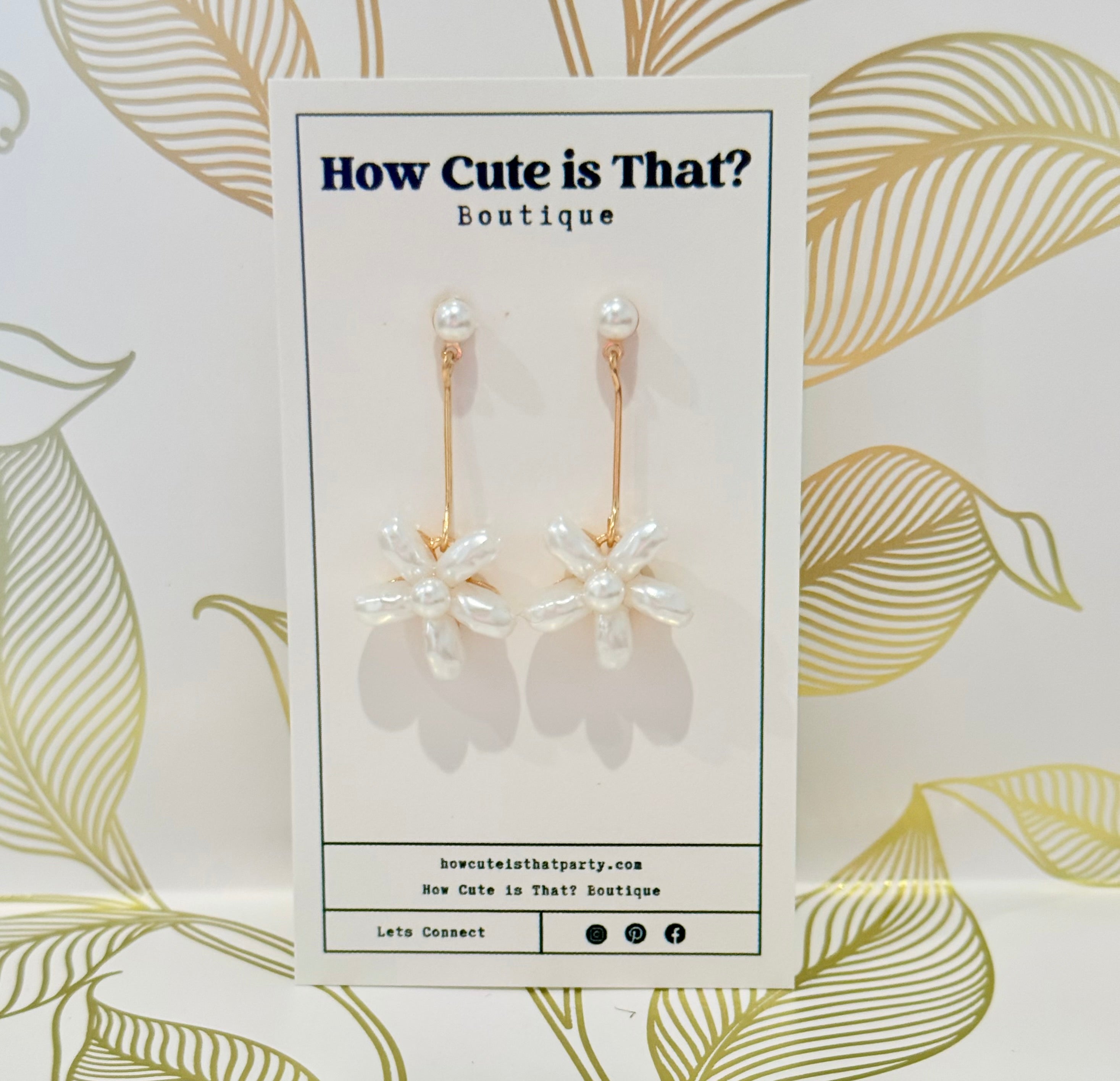 Pearl Flower Drop Earrings-How Cute is That? Boutique