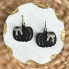 Pumpkin + Bows - Halloween Earrings - Acrylic Earrings-How Cute is That? Boutique