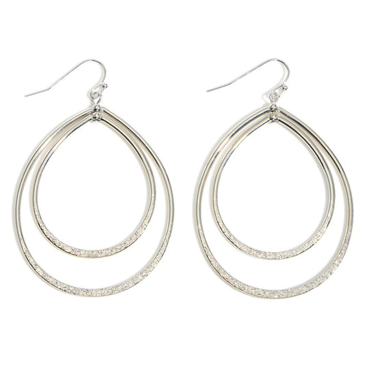 Metal Drop Earrings Featuring Textured Details in Silver