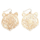 Gold Tone Laser Cut Bengal Tiger Drop Earring-How Cute is That? Boutique