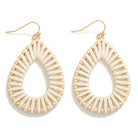 Gold Tone Leather Wrapped Teardrop Drop Earrings-How Cute is That? Boutique