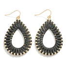 Gold Tone Leather Wrapped Teardrop Drop Earrings-How Cute is That? Boutique