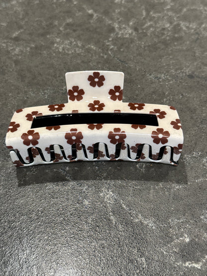 Brown Flowers Hair Claw