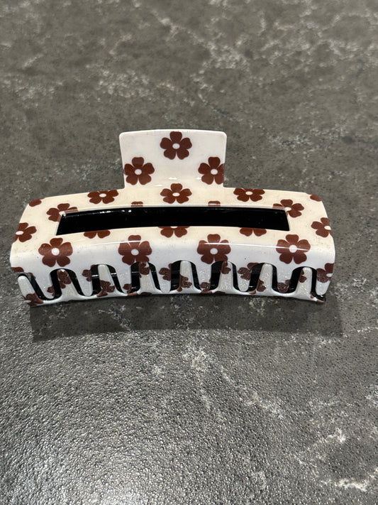 Brown Flowers Hair Claw