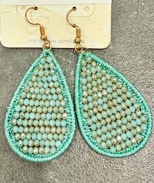 Teal Beaded Earrings (Copy)