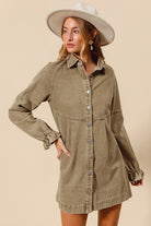 Button down denim dress in Olive-How Cute is That? Boutique