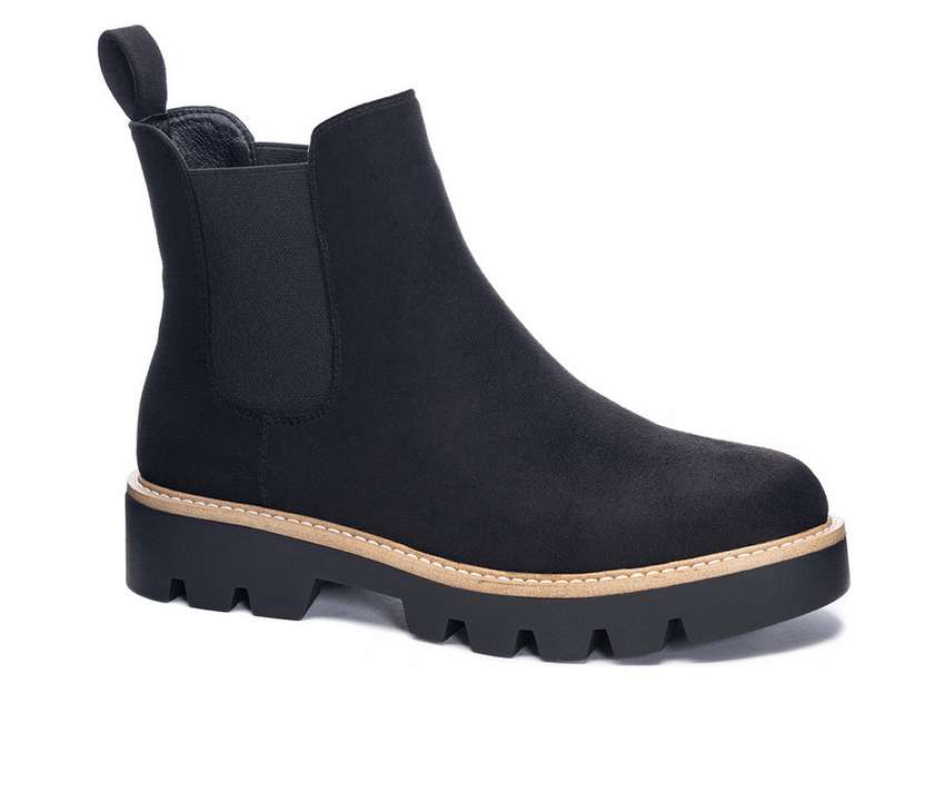 Women's Chinese Laundry Piper Chelsea Boots in BLACK-How Cute is That? Boutique