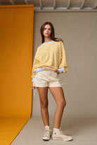 PT18907 Striped Relaxed Fit Pullover-How Cute is That? Boutique