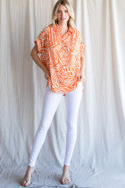 Zebra Print Blouse Top in Orange