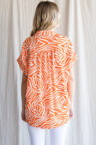Zebra Print Blouse Top in Orange