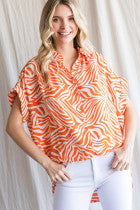 Zebra Print Blouse Top in Orange