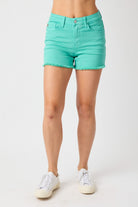 Mid-Rise Garment Dyed Fray Hem Shorts-How Cute is That? Boutique