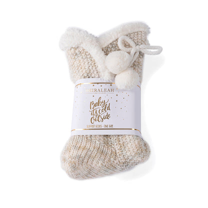 Oatmeal Slipper socks- Shiraleah