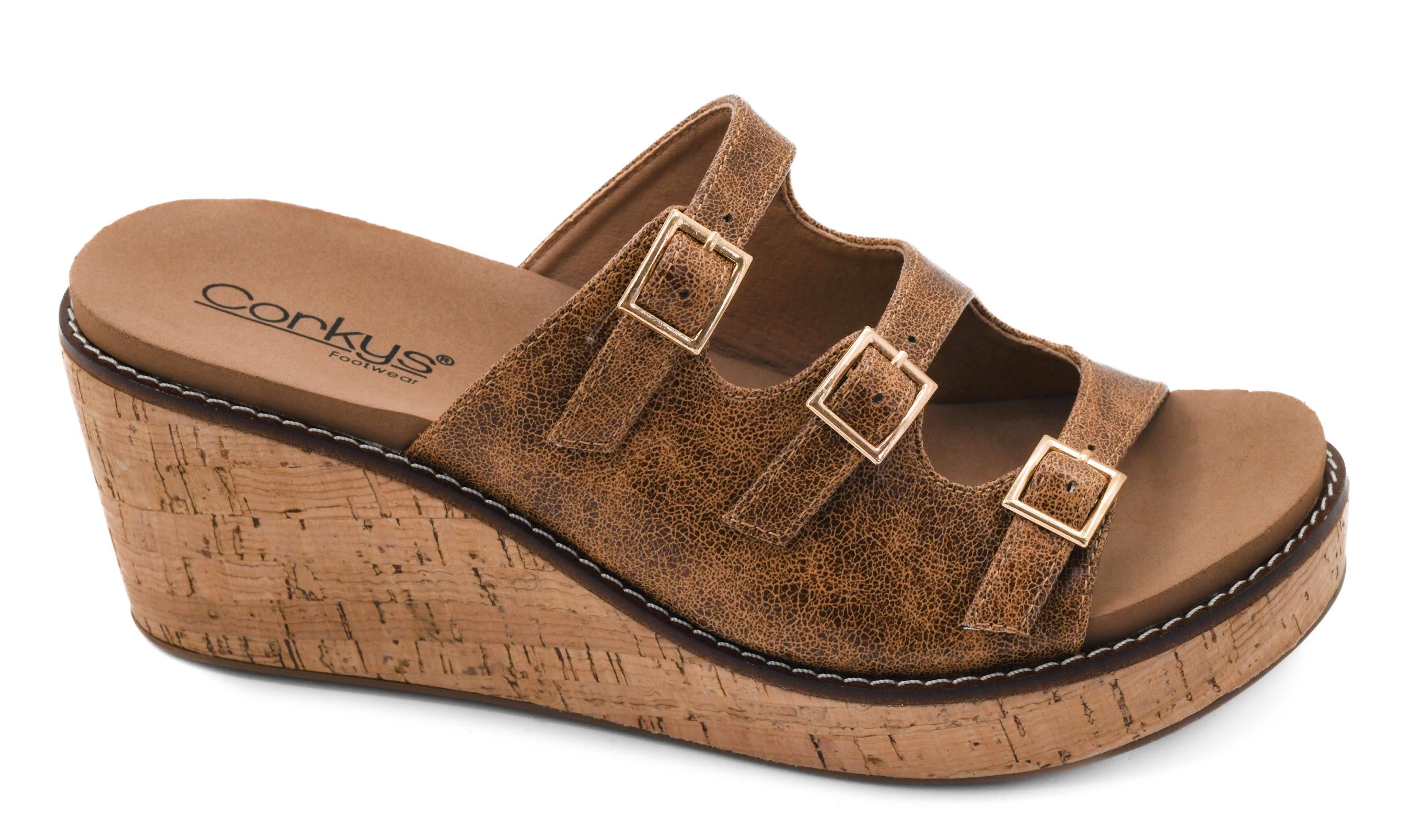 Corky’s Don’t Mind Me Wedge Sandals – Cognac Crinkle-How Cute is That? Boutique