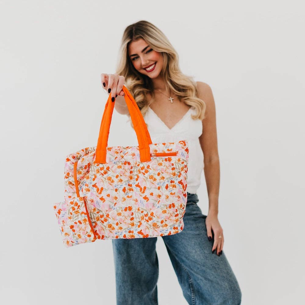 Presley Puffer Quilted Tote Bag With Pouch-How Cute is That? Boutique