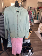 Fleece Hoodie Jacket in Moss-How Cute is That? Boutique