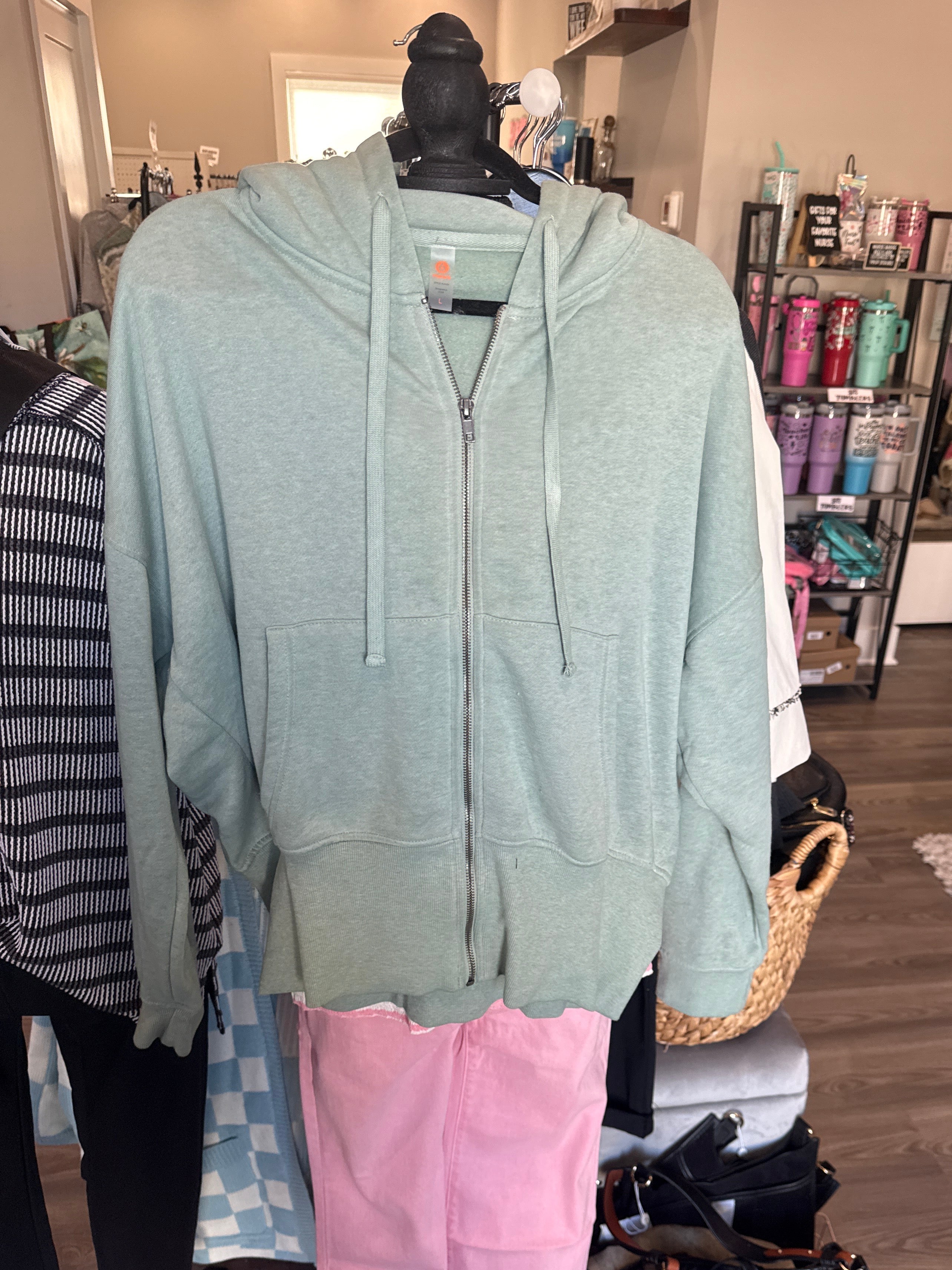 Fleece Hoodie Jacket in Moss-How Cute is That? Boutique