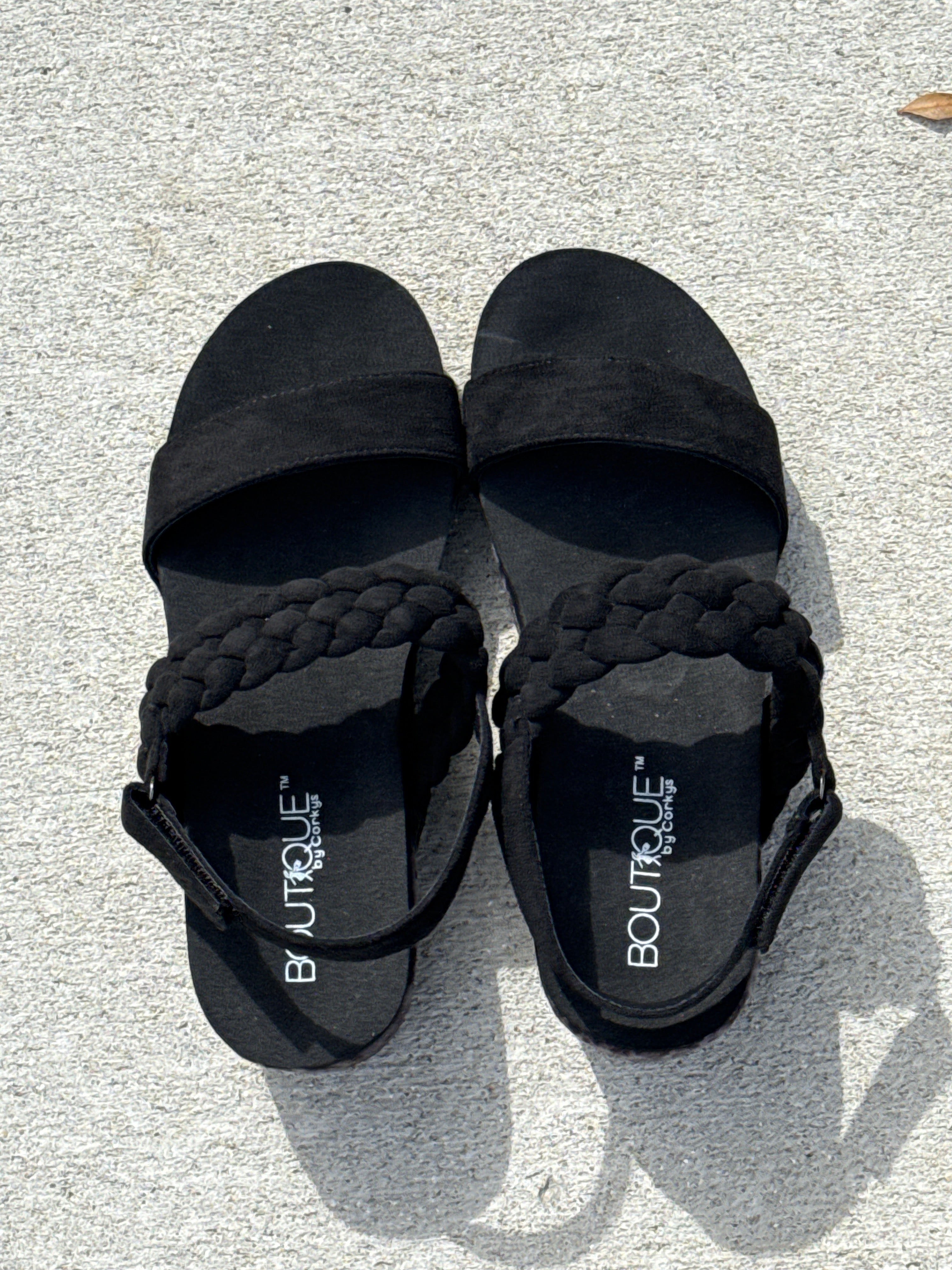 Corky's Black with Leopard Sandals-How Cute is That? Boutique