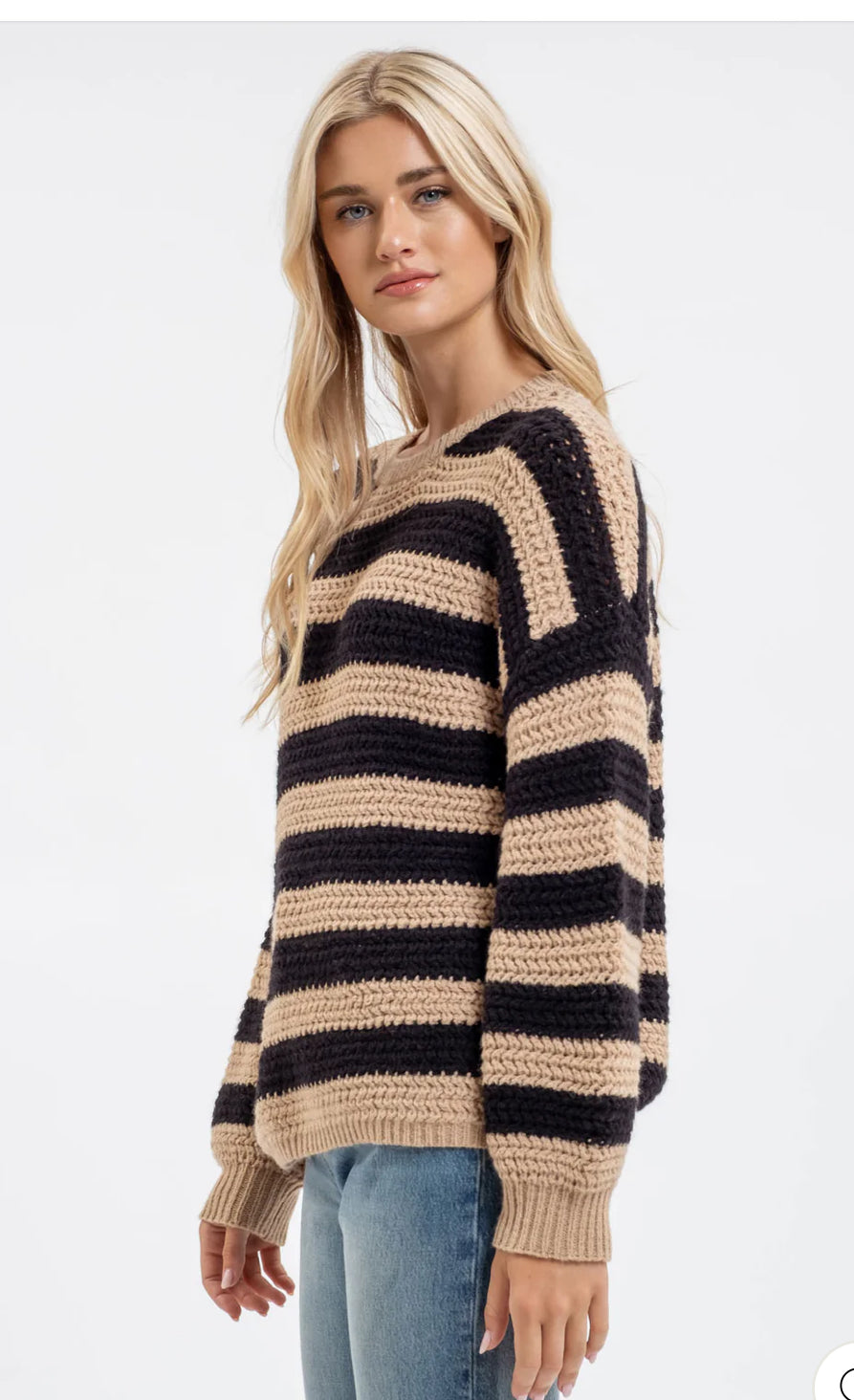 Black & Taupe Striped Knit sweater