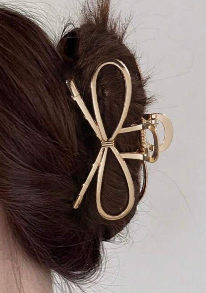 Bow Hair Claw in Gold small-How Cute is That? Boutique