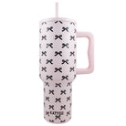 Black & Pink Mini Coquette Bows 38 Oz Tumbler w Handle-How Cute is That? Boutique