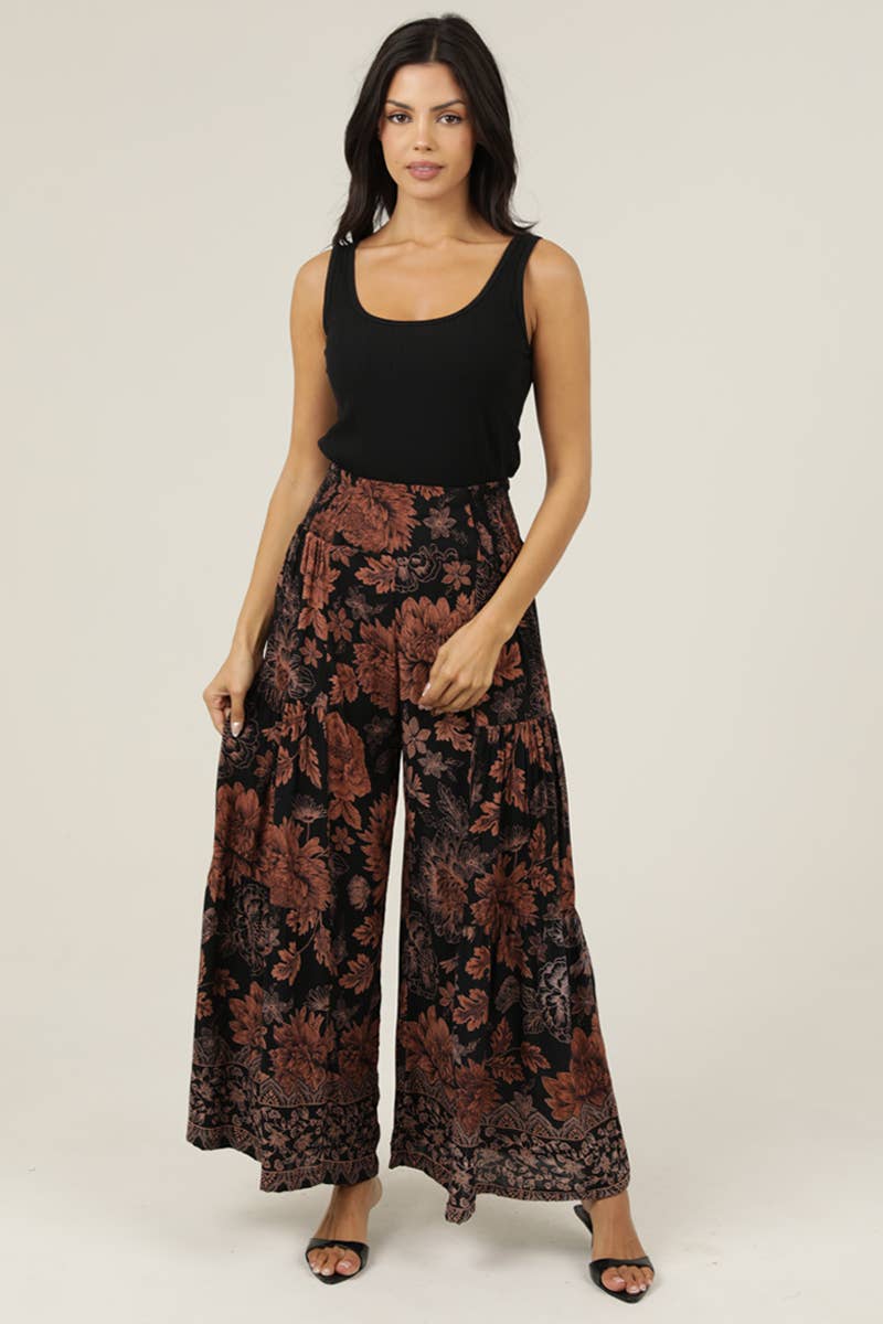 WIDE LEG PRINTED PANTS