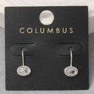 Silver Oval bezel cubic zirconia drop earrings for women
