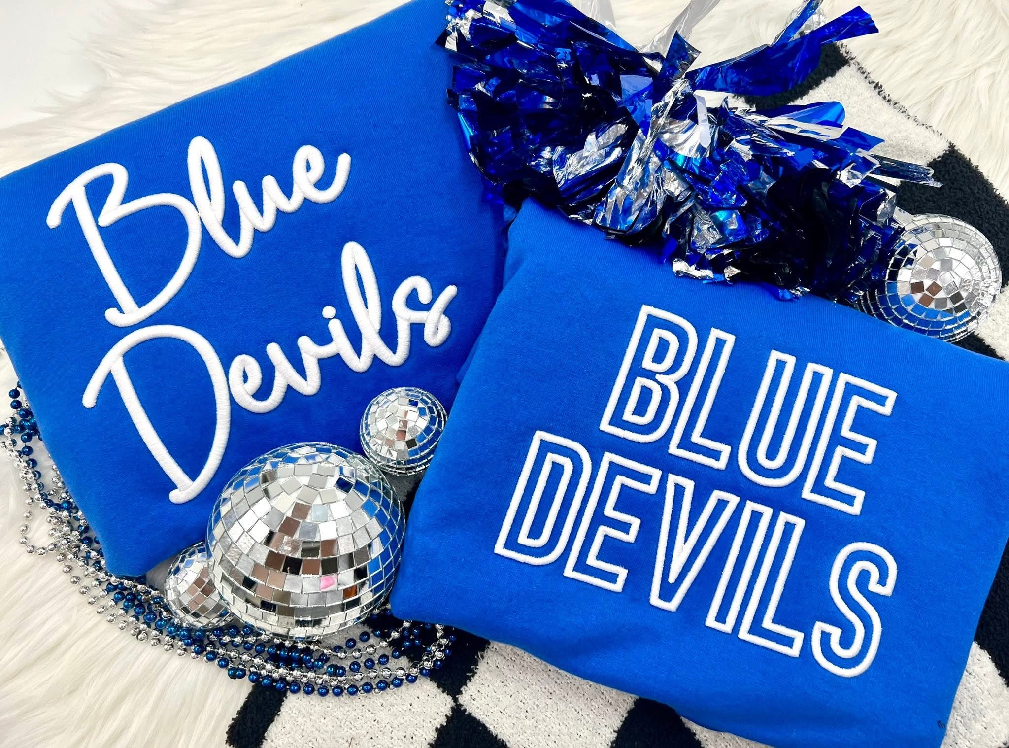 Blue Devil Sweatshirt (script)-How Cute is That? Boutique